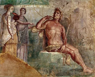 Galatea mit einem Fächer und Polyphemus, aus Pompeji, 60-80 n. Chr.
